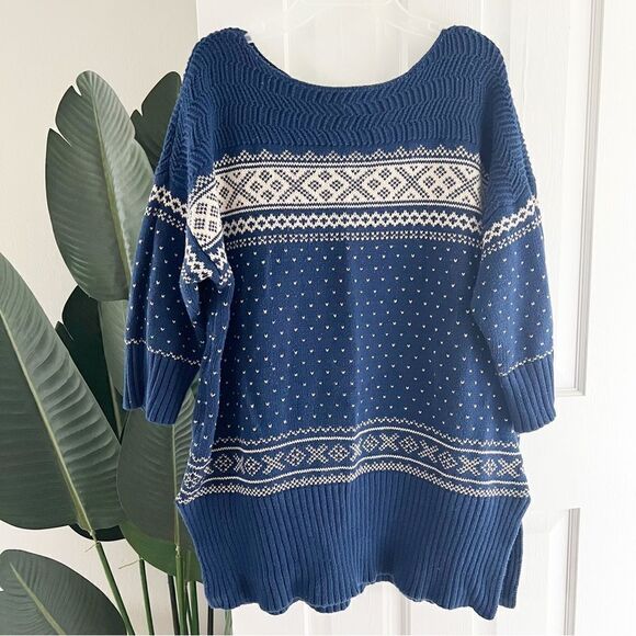 Denim&Supply Ralph Lauren Fair Isle Knit Heart Tunic Sweater - Picture 1 of 7